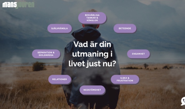 Vad är din utmaning i livet just nu? Få vägledning genom Mansjourens digitala självhjälp.